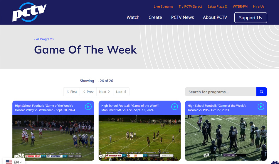 PCTV website screenshot
